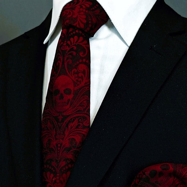 Red Skull Necktie – Red Skull Tie Only! Red Skull Pocket Square not included.