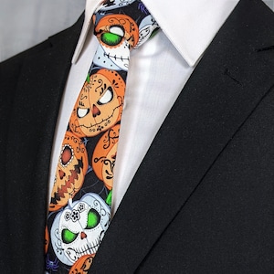 Halloween-stropdas - Pompoen Halloween-stropdas voor heren of kinderen.