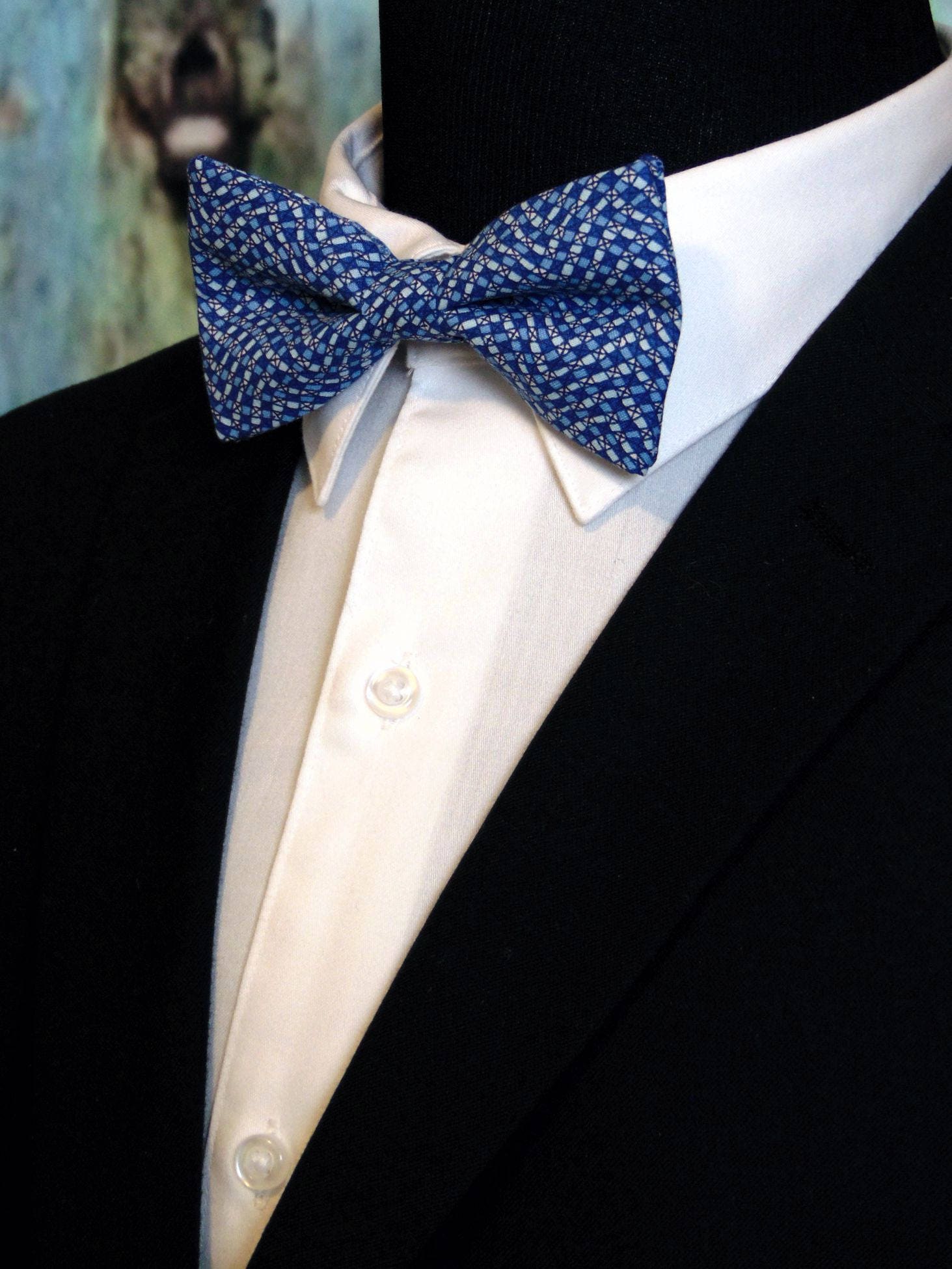 Blue Bow Tie – Blue Contemporary Mens or Boys Bow Tie great for Wedding ...