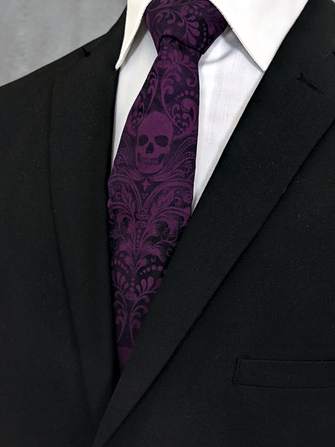 Plum Skull Necktie Mens Goth Skull Tie - Etsy