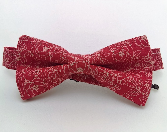 Red White Bow Tie, Red White Bowtie, Floral Bow Tie, Floral Bowtie, Mens, Bride, Fathers Day, Birthday, Gift, Wedding, Christmas, Dad, Prom