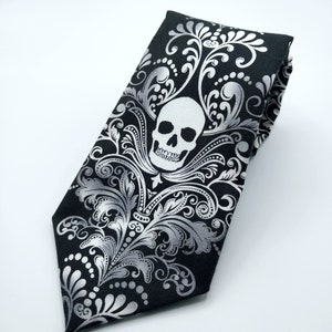 Skull Necktie Skull Tie, Please read item description, Skull necktie only, pocket square not included image 2