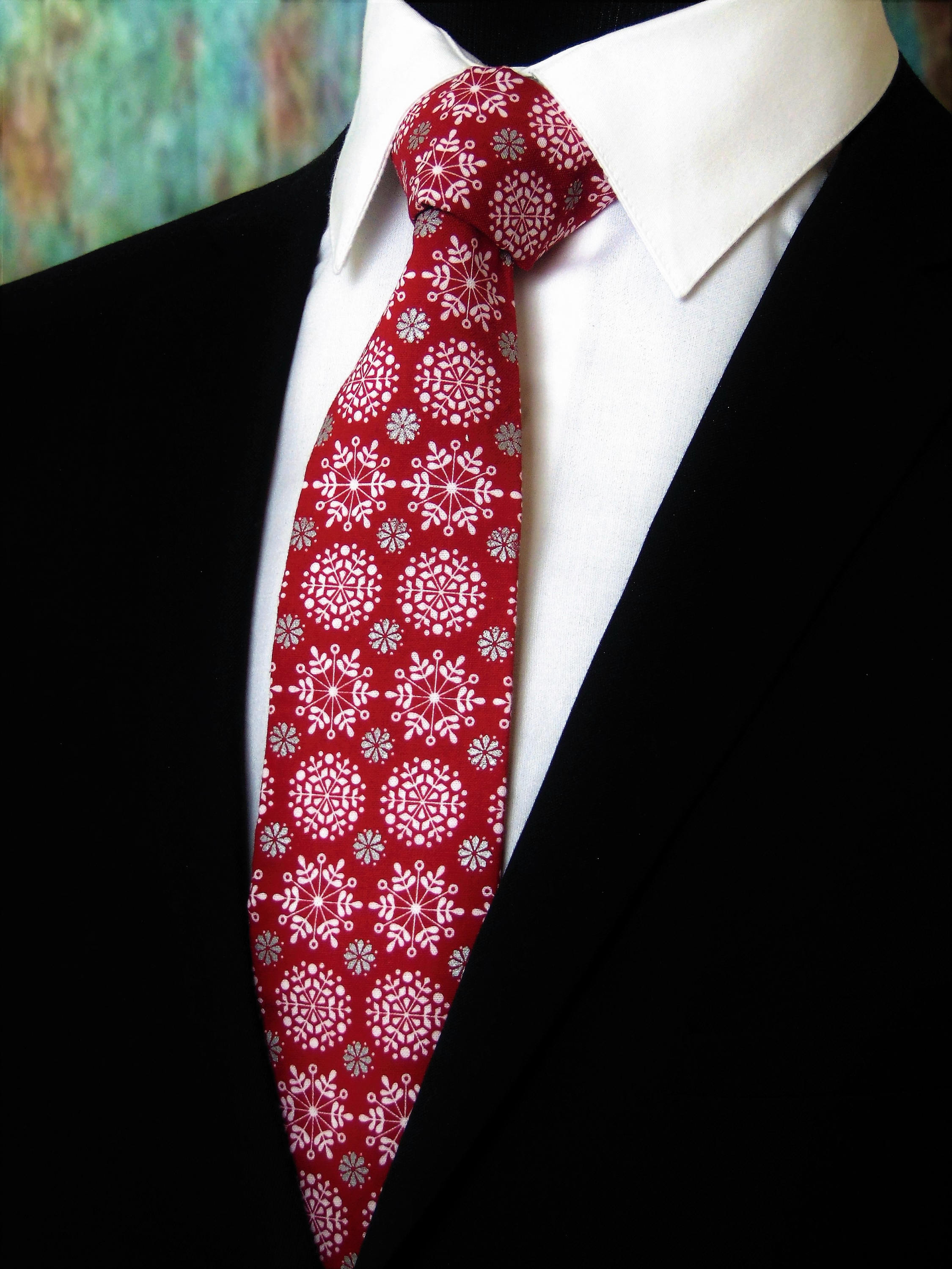 Snowflake Neck Tie – Mens Burgundy Christmas Tie. Available as a Skinny ...