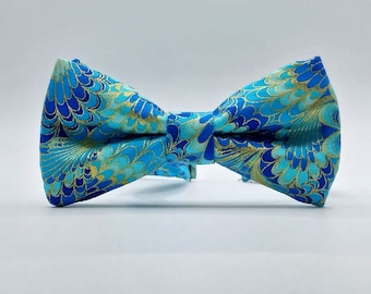 Abstract Peacock Feather Bow Tie
