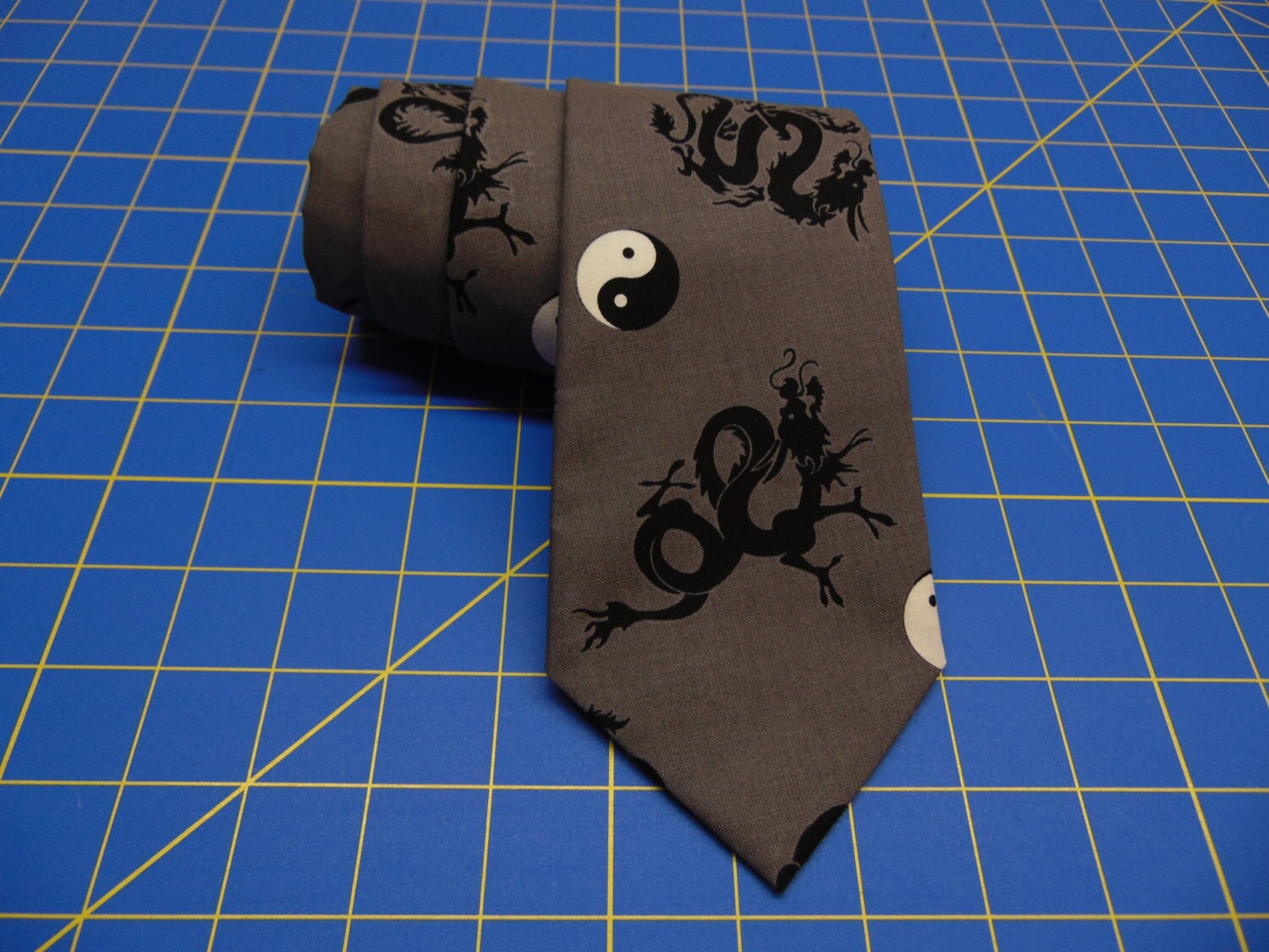Dragon Necktie, Dragon Tie, Yin Yang Necktie, Yin Yang Tie, Mens