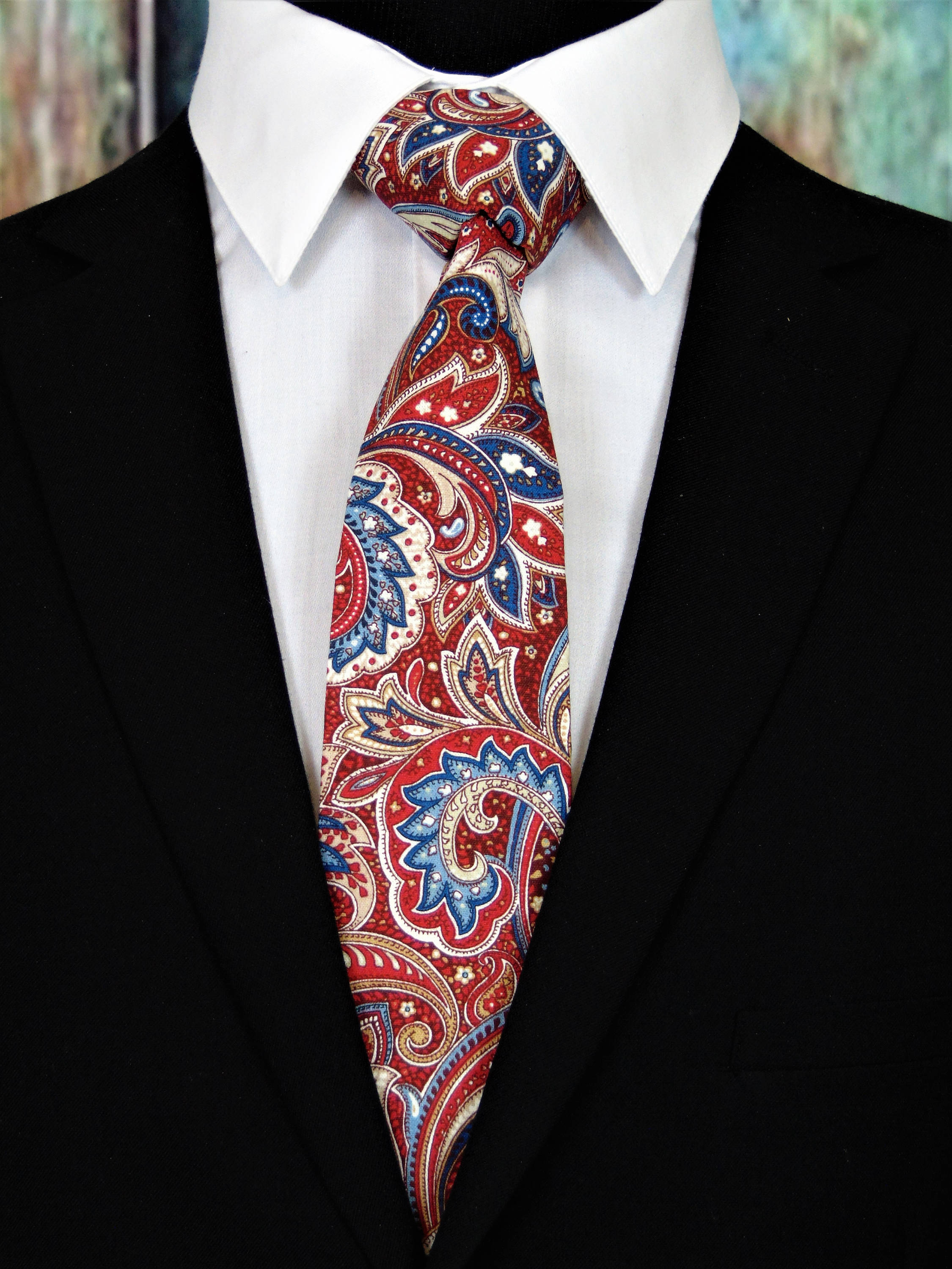 Red White and Blue Tie – Fourth of July Tie, Mens Paisley Independence ...