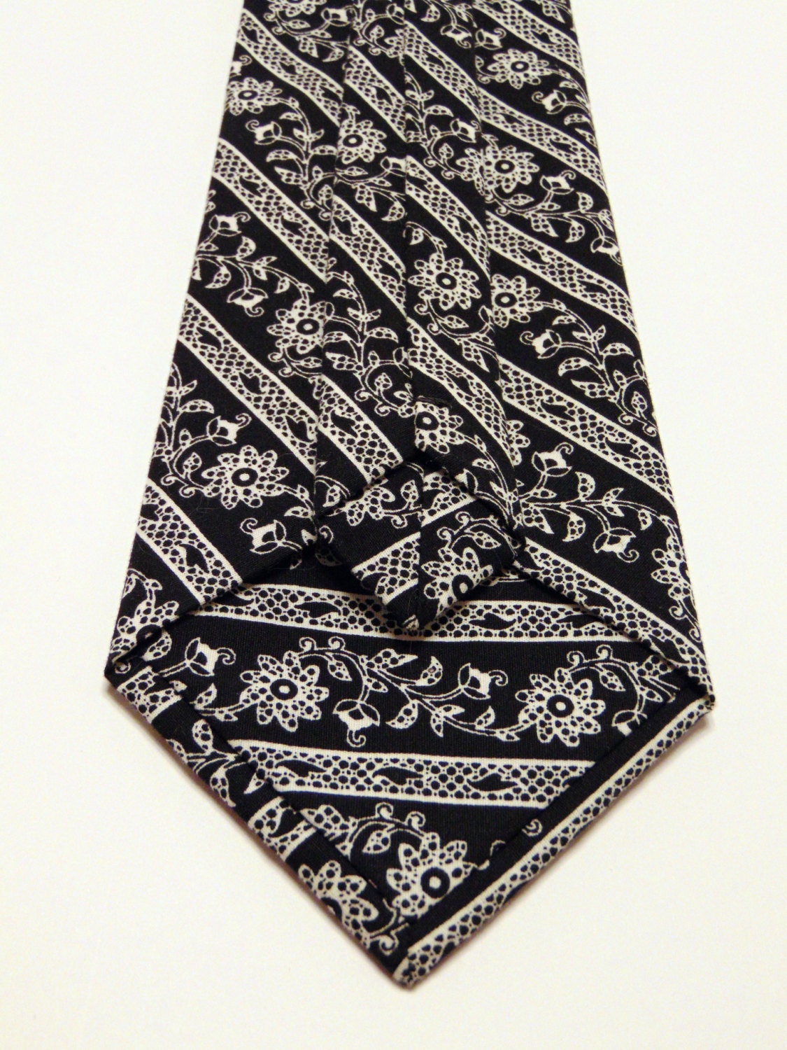 Black Floral Tie, Black Stripe Tie, Mens Necktie, Mens Tie, Floral ...