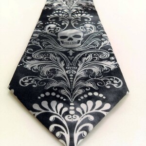 Skull Necktie Skull Tie, Please read item description, Skull necktie only, pocket square not included image 3