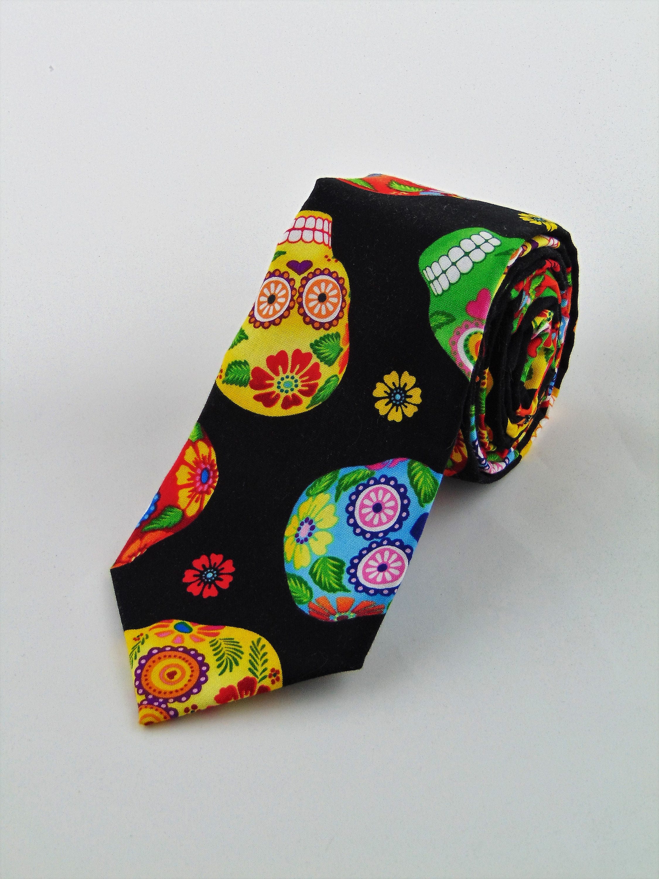 Ties for Halloween – Gift for Men / Sugar Skull Neck Tie for Halloween ...