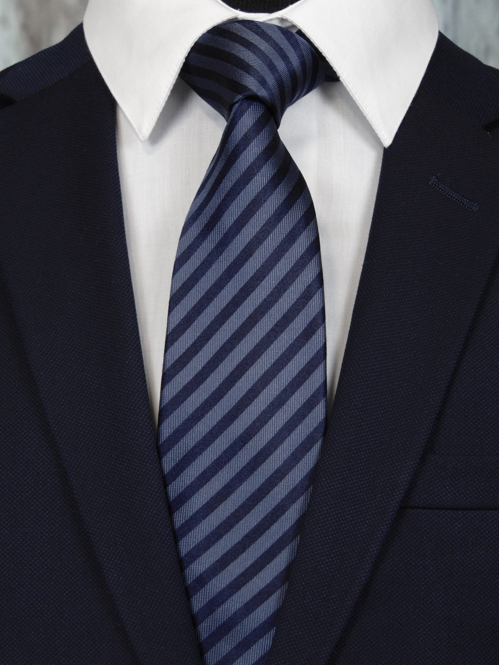 Striped Tie Mens Navy and Blue Silk Striped Necktie. | Etsy