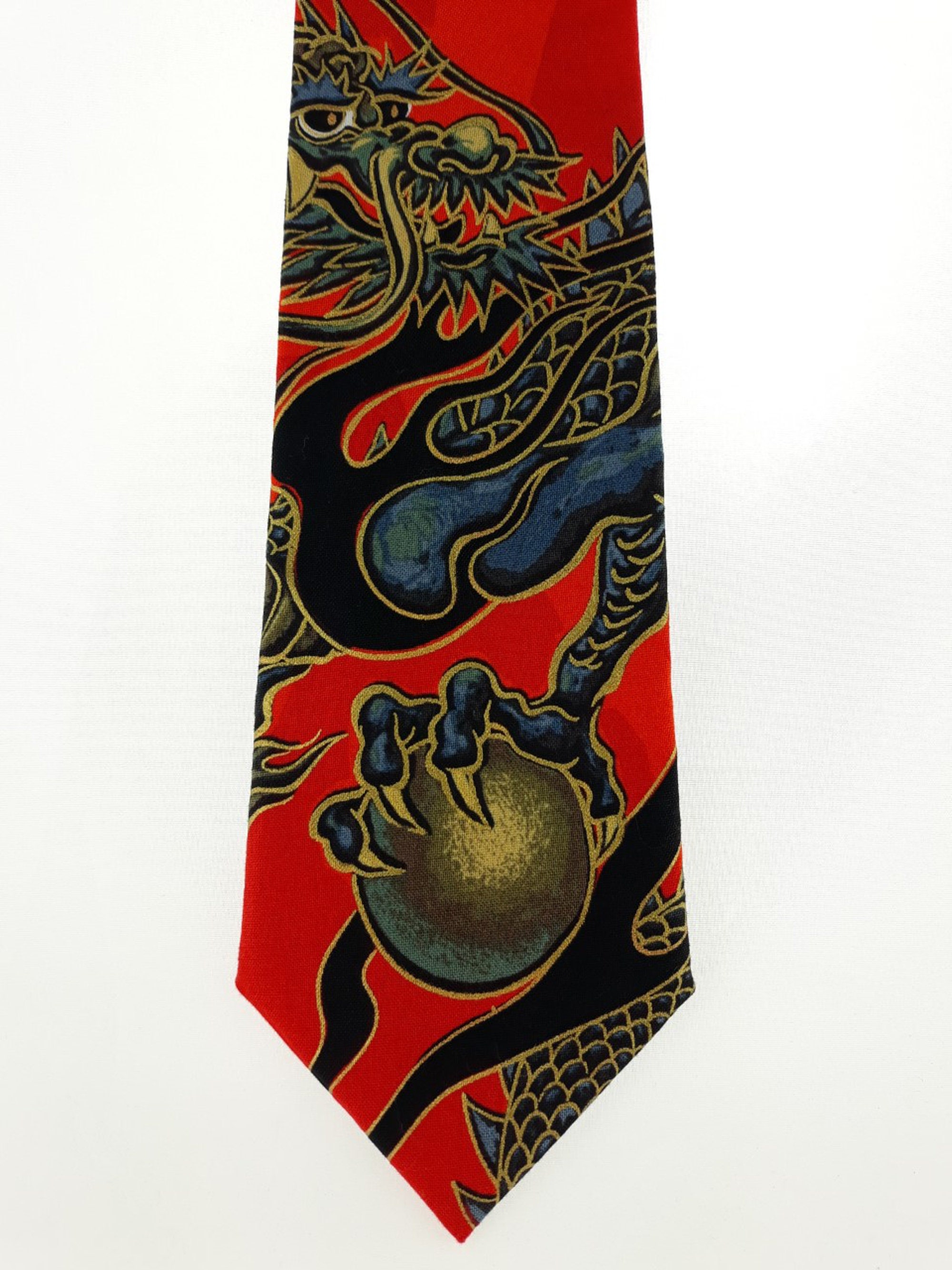 Ties with Dragons Dragon Tie, Mens Japanese Style Red