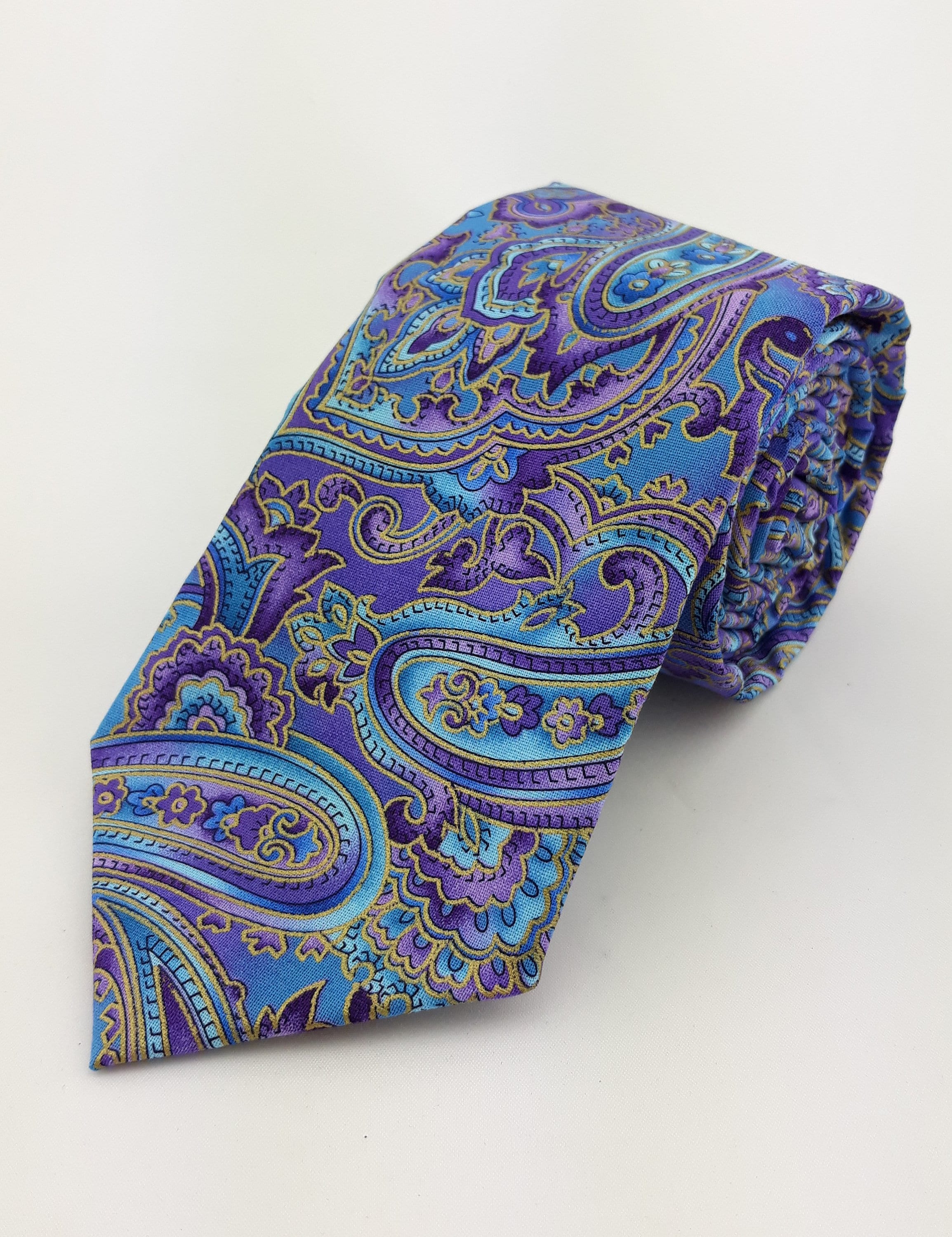 Paisley Neck Tie Cotton Purple Paisley Tie With Floral - Etsy