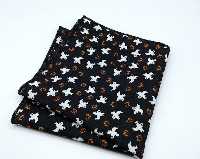 Ghost and Pumpkin Pocket Square for Halloween – Pocket Square only Necktie not included!