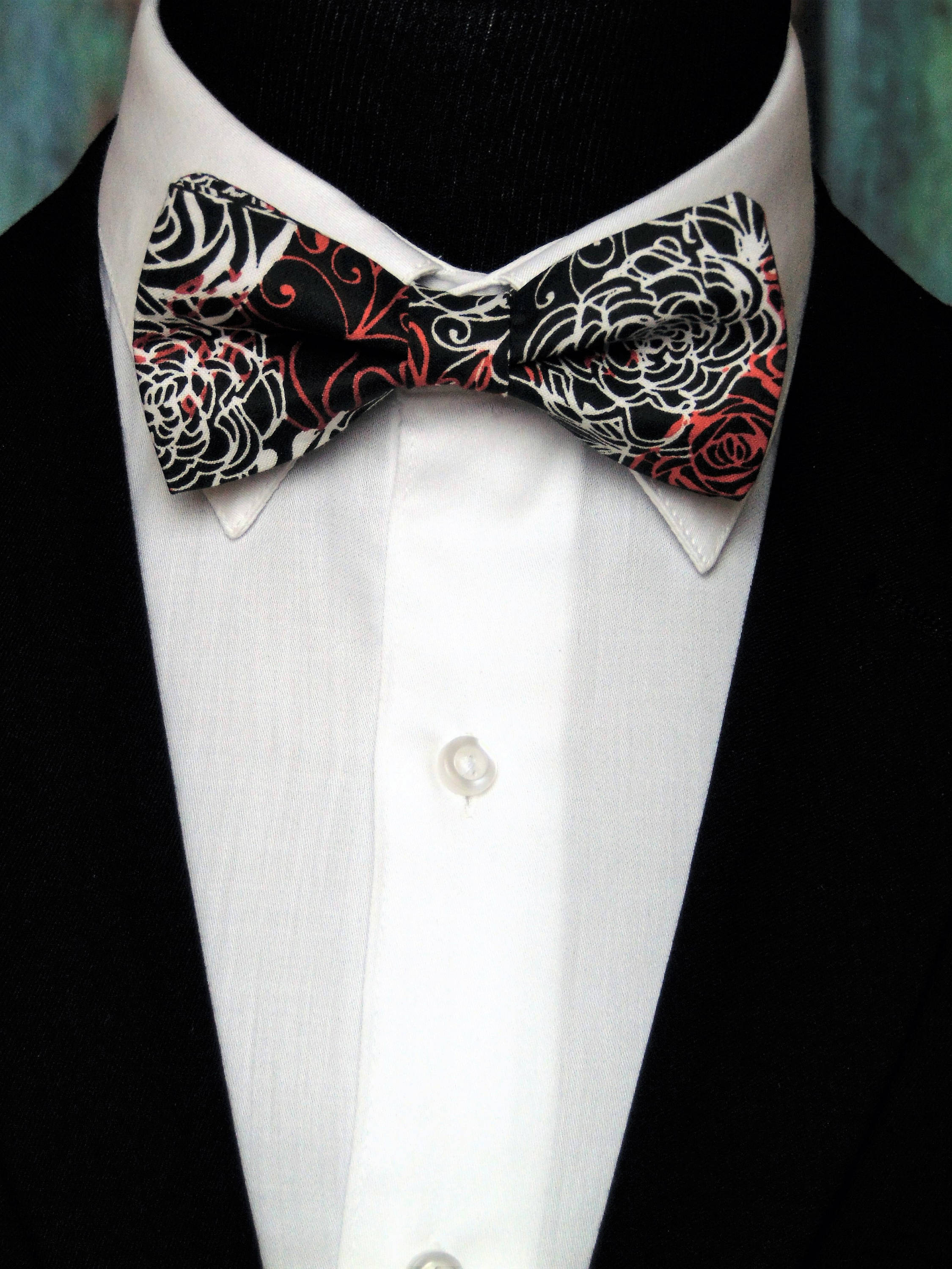 Floral Bow Tie, Floral Bowtie, Mens Bow Tie, Mens Bowtie, Red Bowtie, Black Bow Tie, White