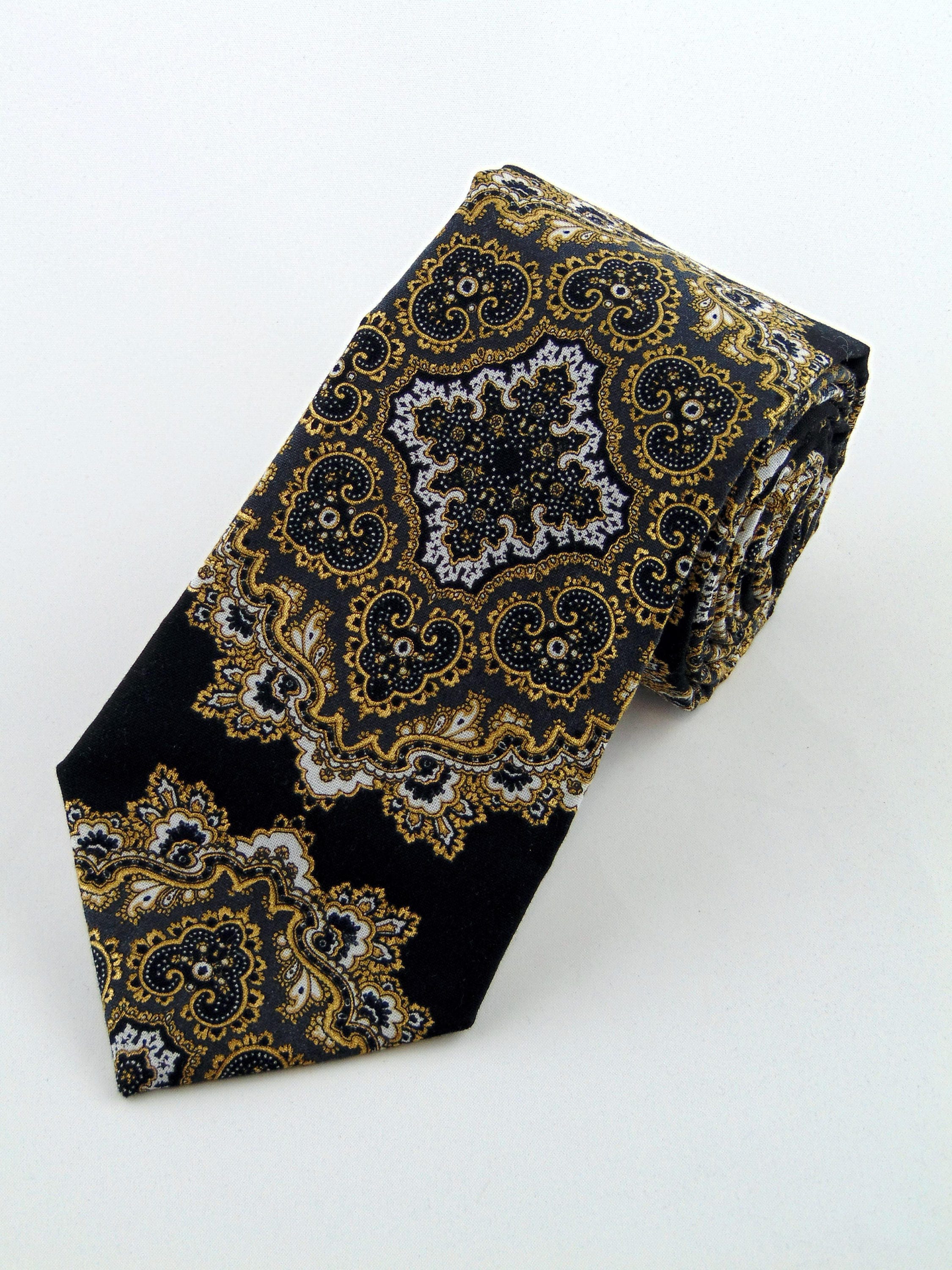 Black Necktie, Black Tie, Mens Necktie, Mens Tie, Gold Necktie, Gold ...