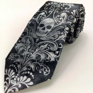 Skull Necktie Skull Tie, Please read item description, Skull necktie only, pocket square not included image 2