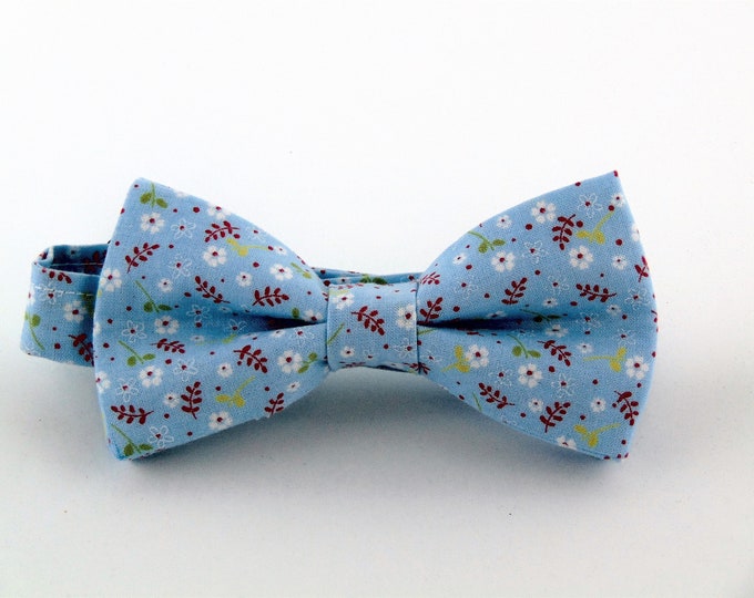 Light Blue Bow Tie – Mens or Boys Floral Light Blue Bow Tie, Great for Weddings, Proms or Everyday Use.