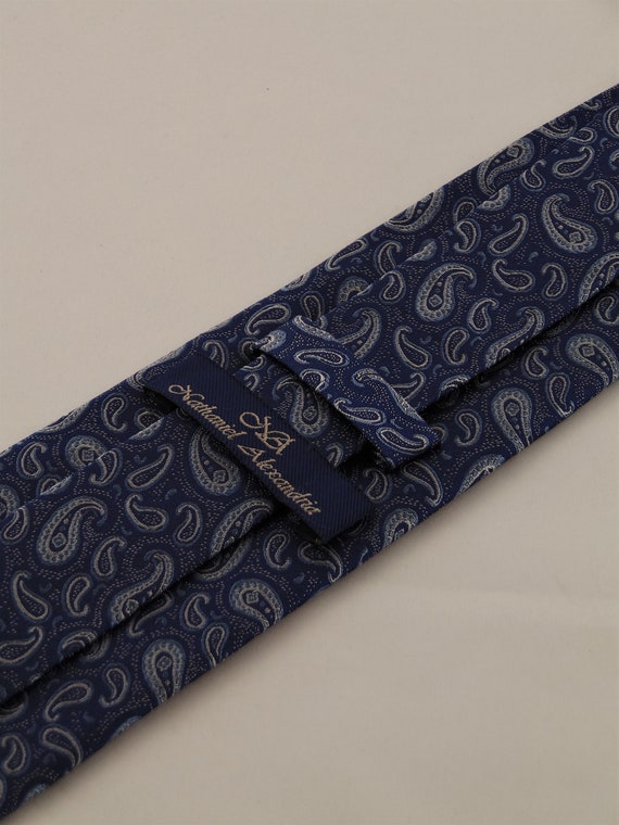 Extra Long Men's Tie – 63 Inch Woven Jacquard Blue Ripple Necktie, 100% Polyester - View #11