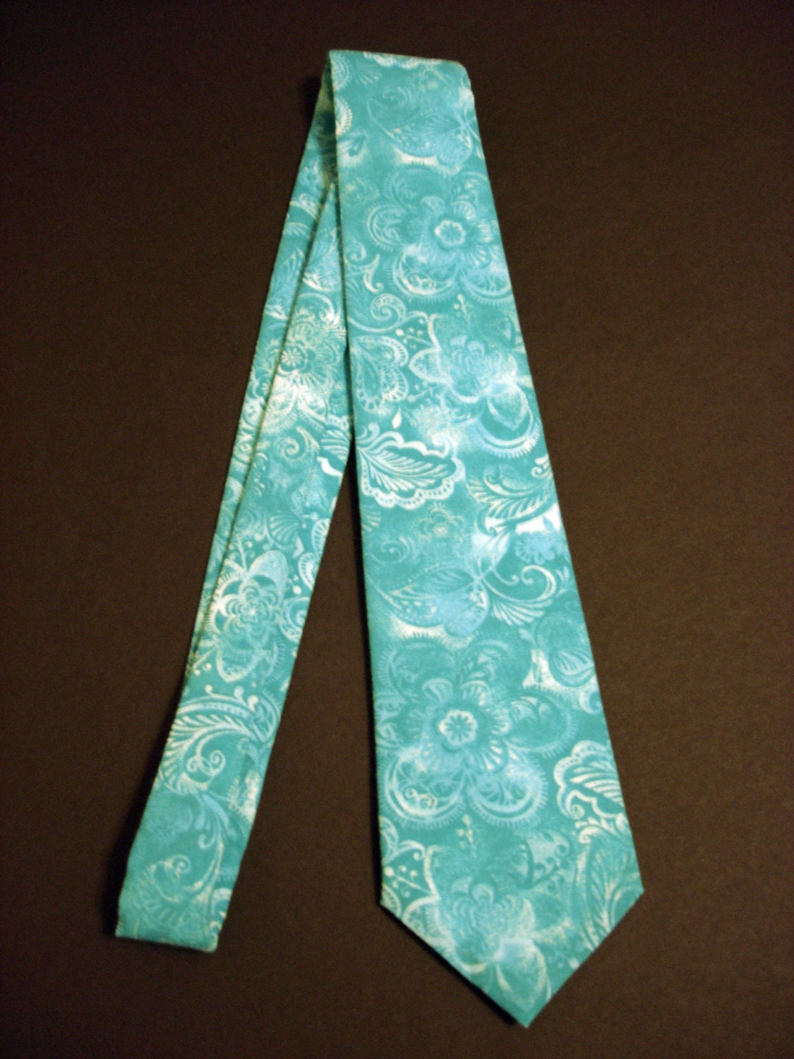 Floral Necktie, Floral Tie, Mens Necktie, Mens Tie, Teal Necktie, Teal