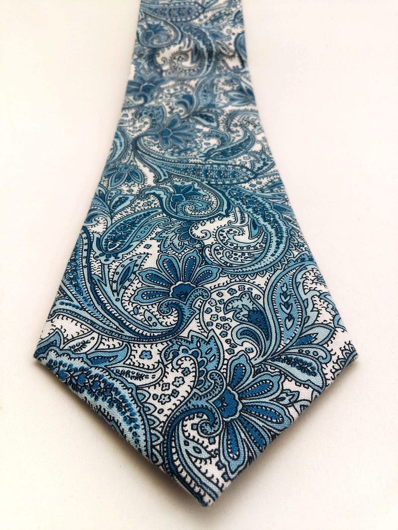 Paisley Tie Mens Wedding Blue Paisley Necktie Also | Etsy