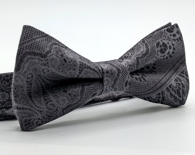 Gray and Black Bow Tie