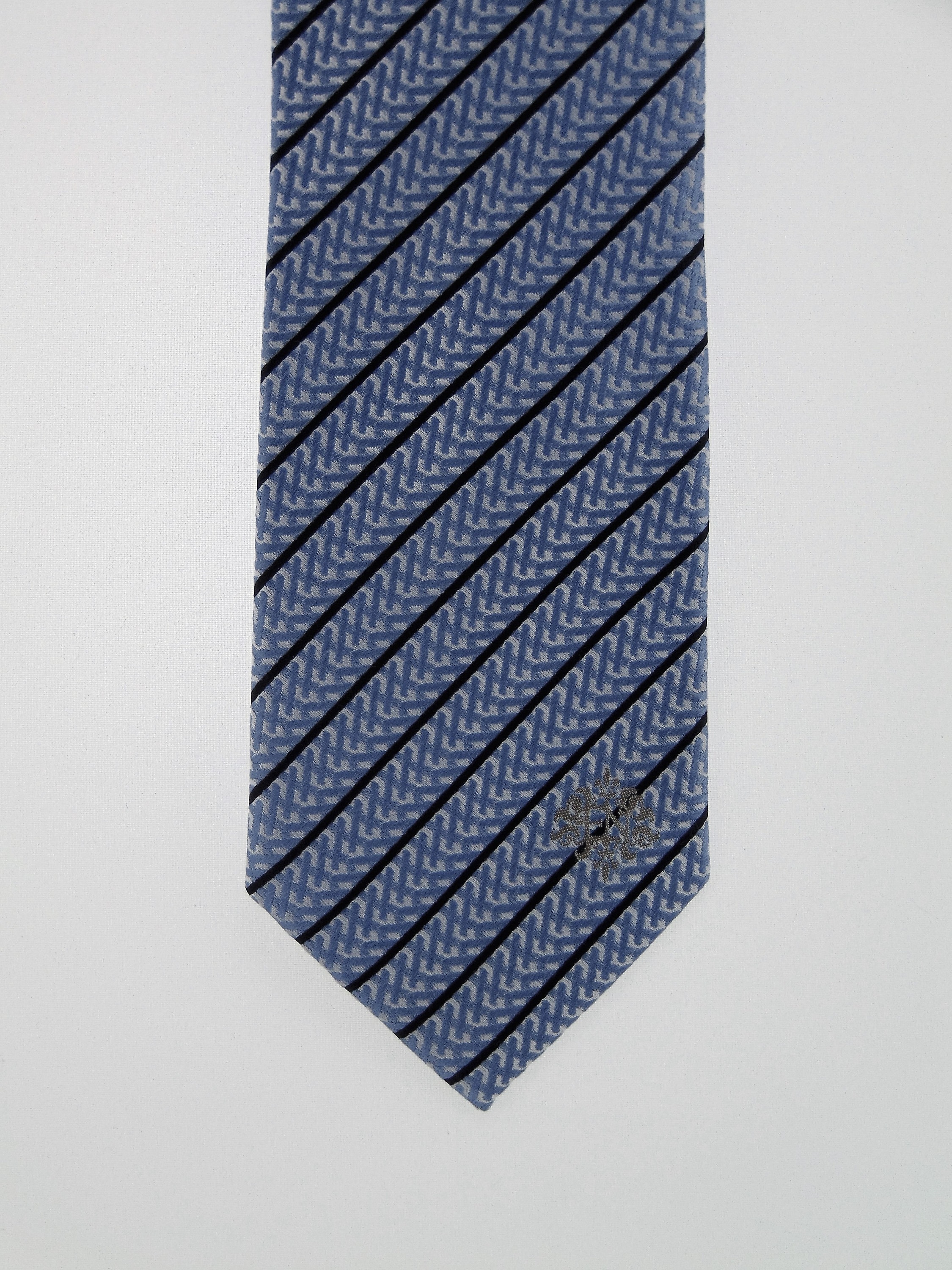 Light Blue Tie – Mens Light Blue with Black Stripe Silk Necktie