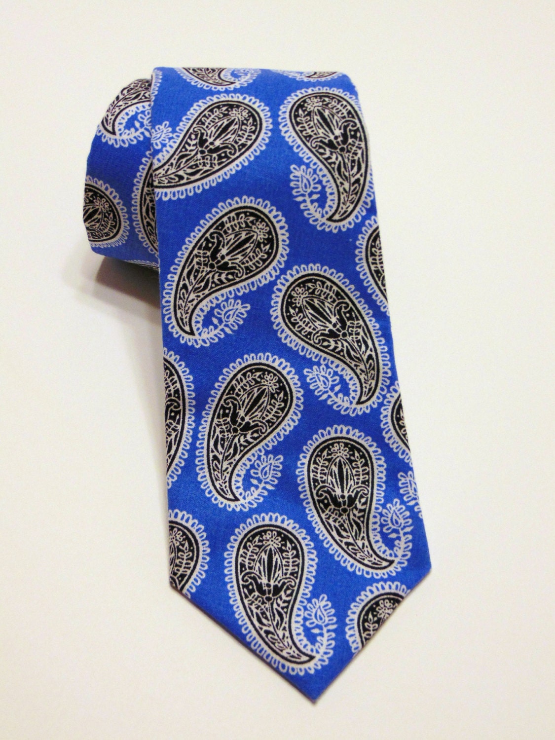 Blue Paisley Necktie Blue Paisley Tie Mens Necktie Mens | Etsy