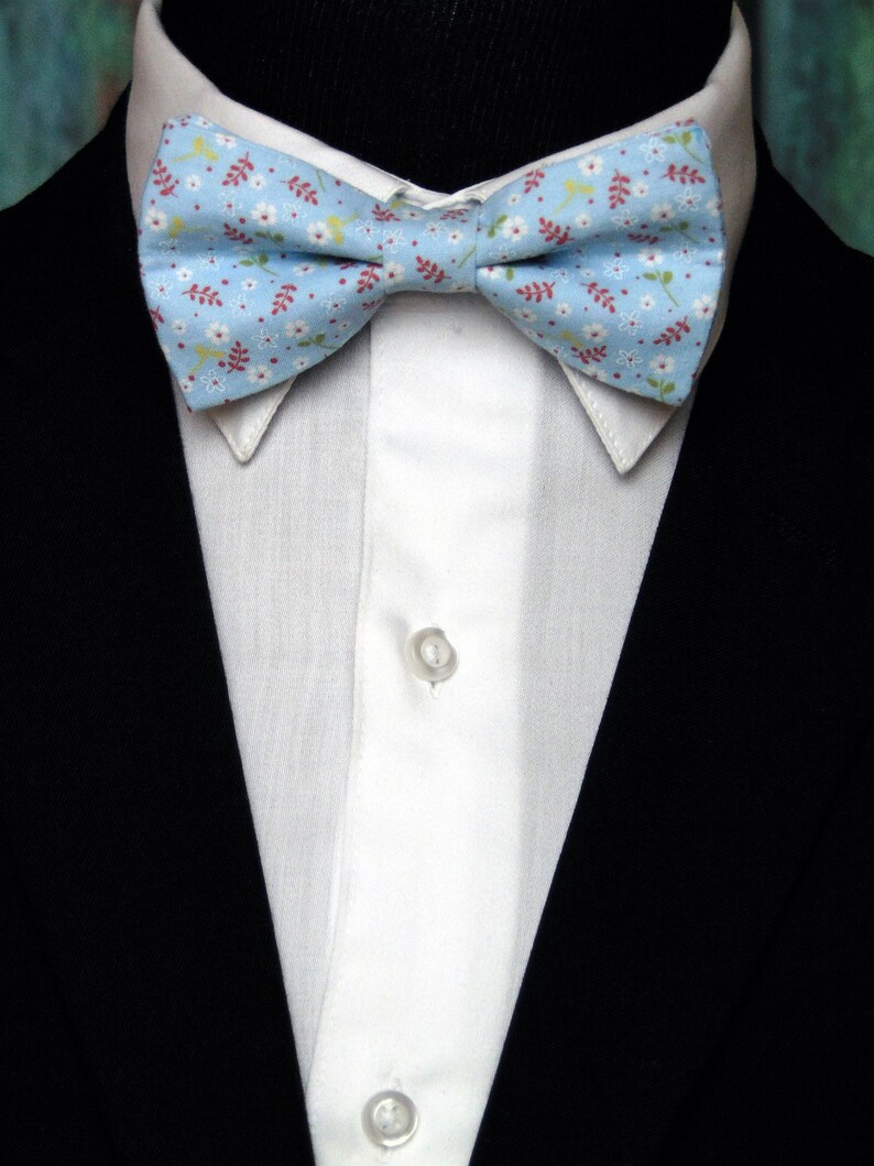 Light Blue Bow Tie Mens or Boys Floral Light Blue Bow Tie Etsy