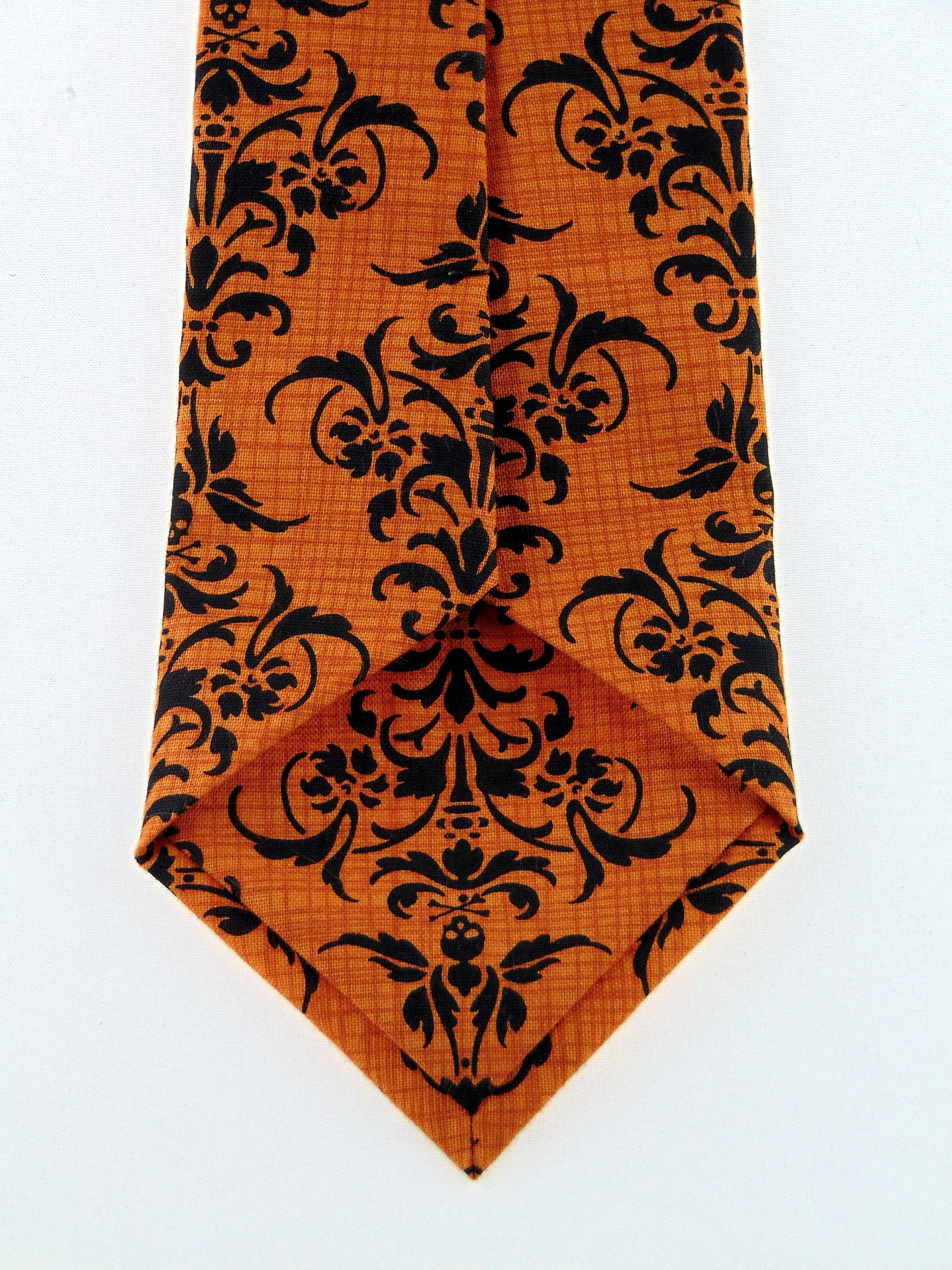 Halloween Tie Mens Necktie with Small Black Skull Tie Motif, Makes a