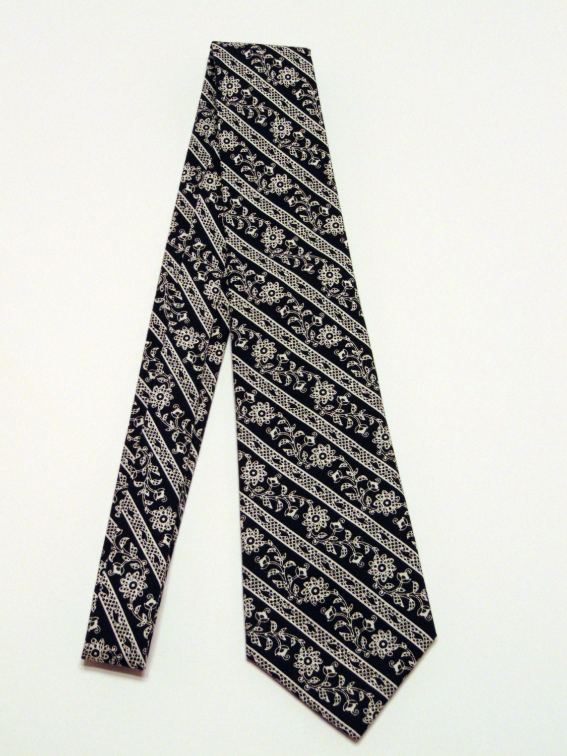 black tie with white stripe