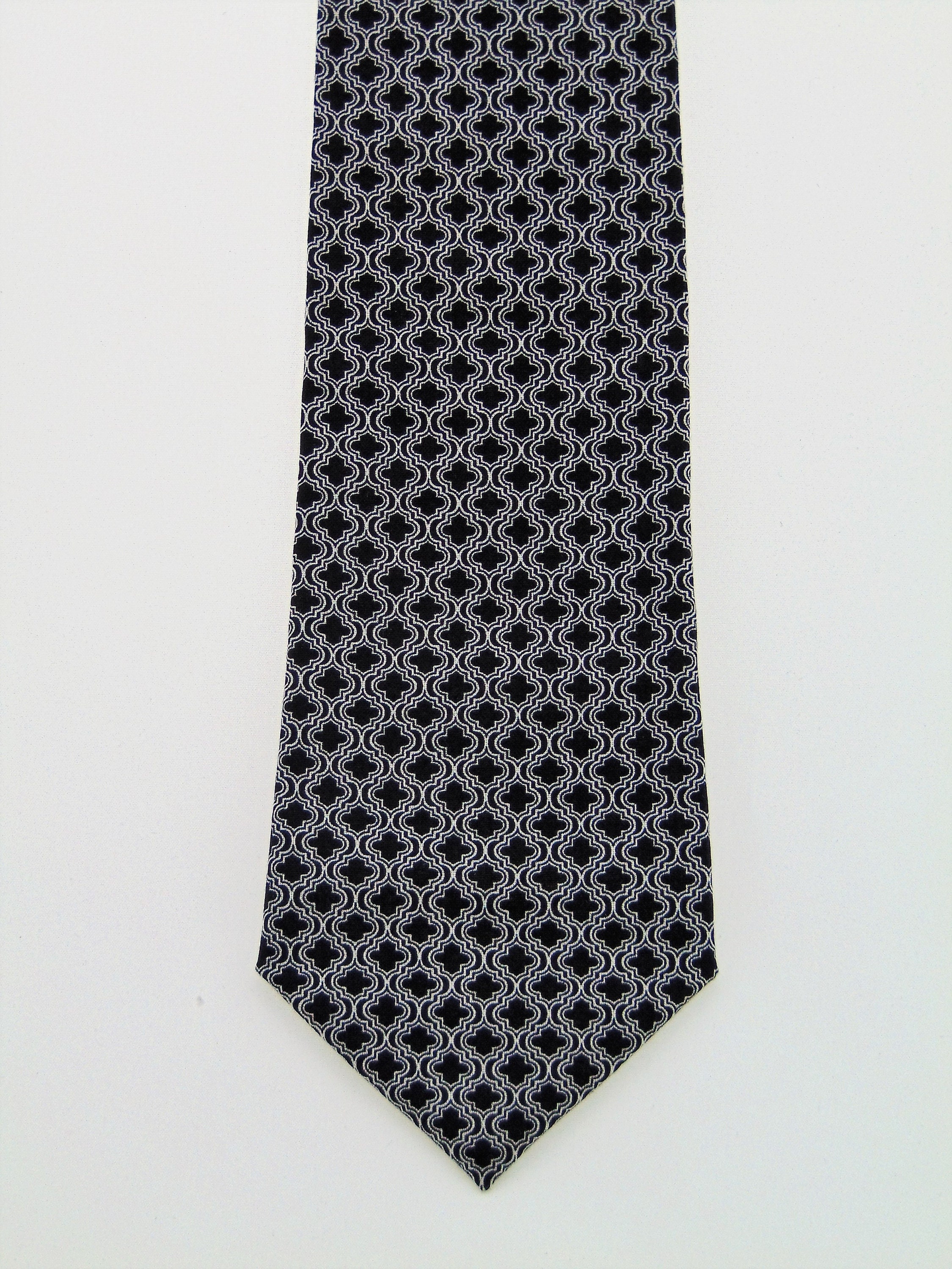 Tie and Pocket Square Combo – Black and White Necktie with Pocket ...