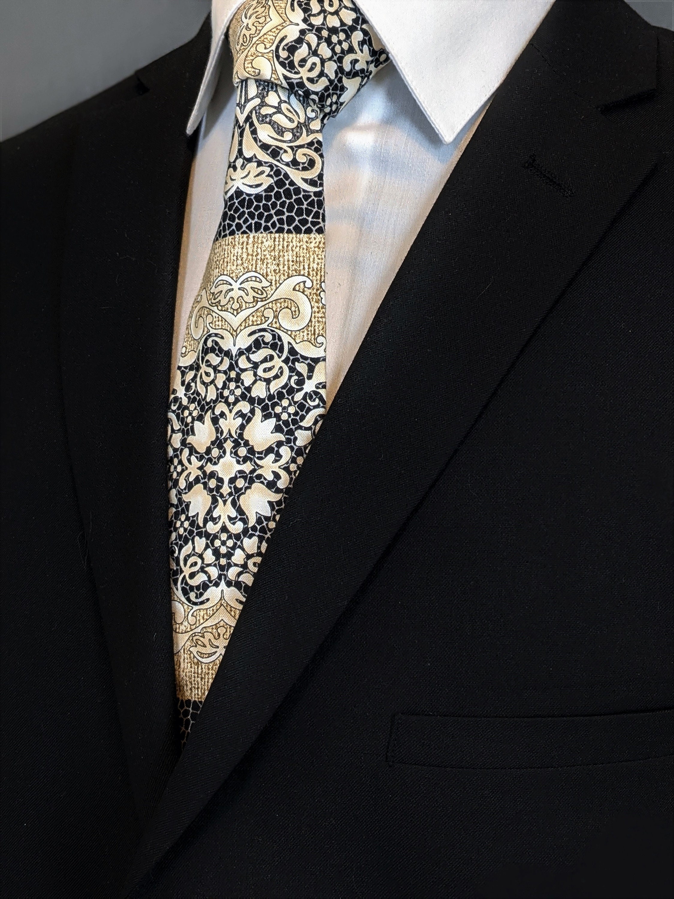 Floral Necktie, Floral Tie, Mens Necktie, Mens Tie, Black Necktie ...