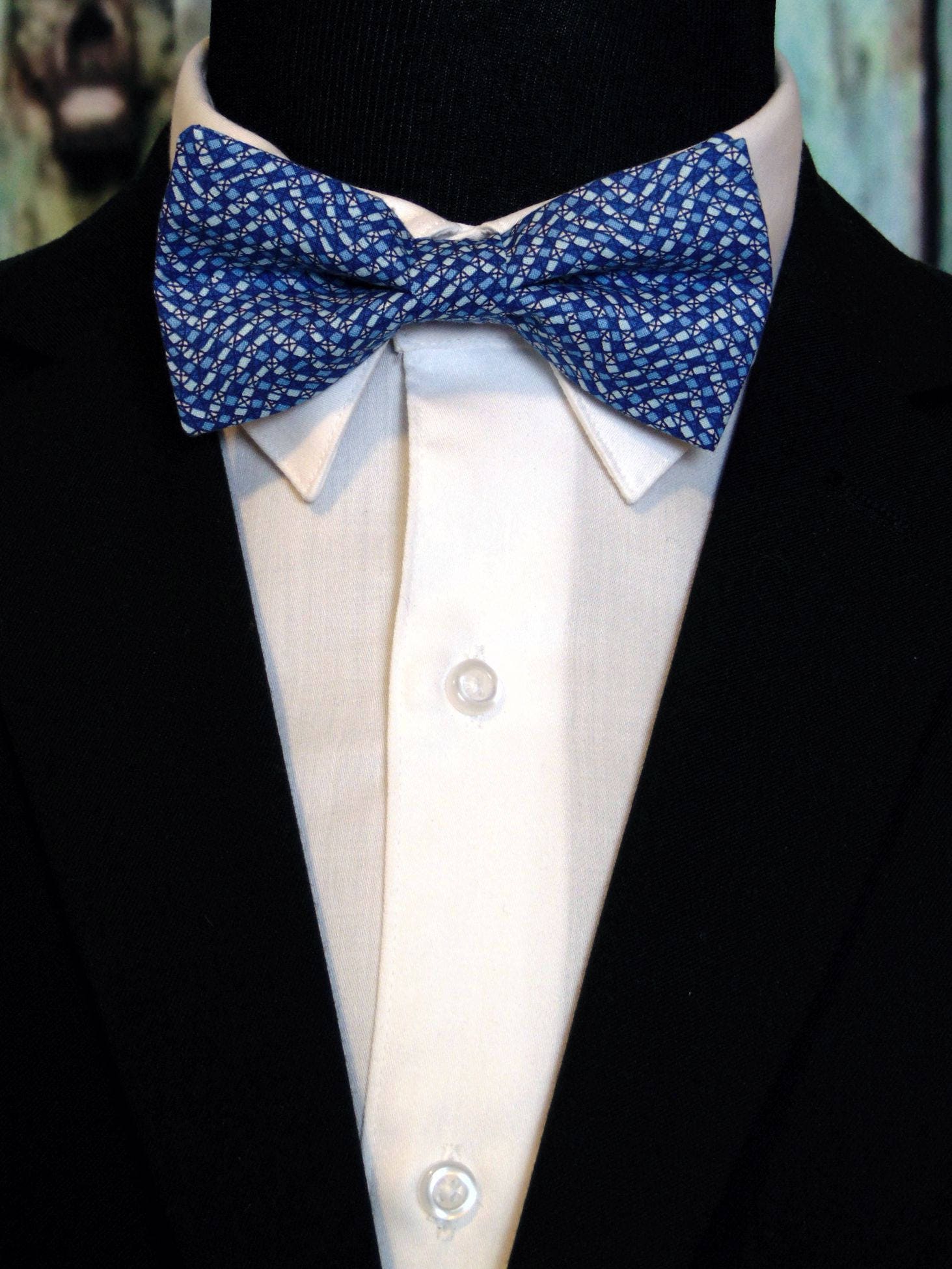 Blue Bow Tie Blue Contemporary Mens or Boys Bow Tie great for Wedding