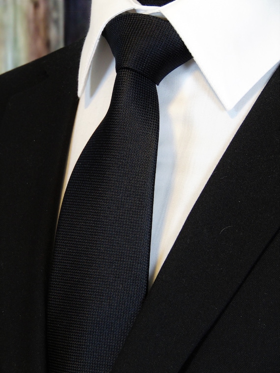 Corbata Negra Corbata Negra Clásica de Seda para Hombre Etsy