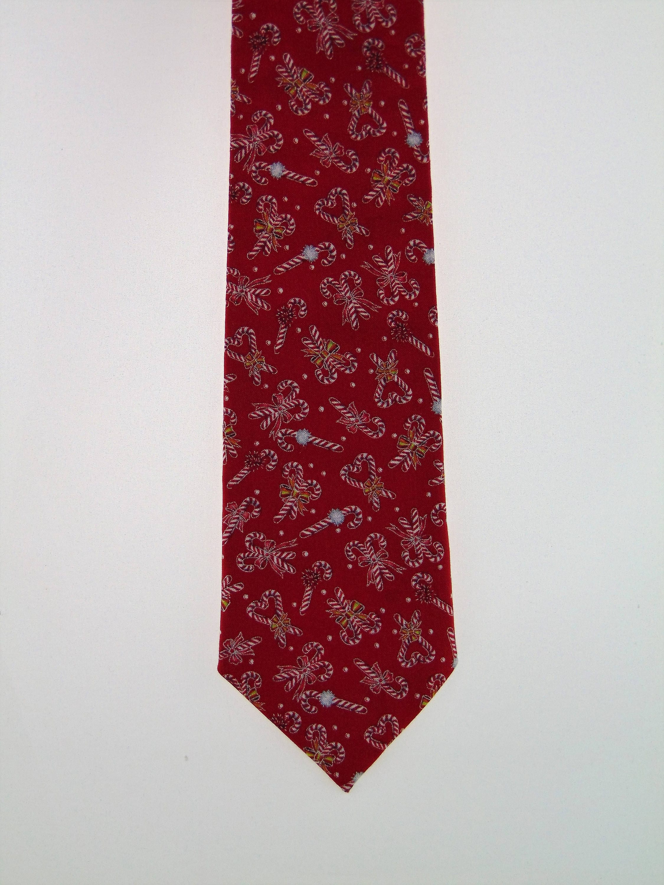 Red Tie Mens or Boys Christmas Candy Cane Neck Tie alos Available as