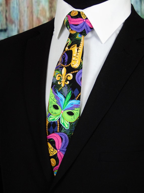Mardi Gras Tie – Mens Colorful Necktie for Mardi Gras