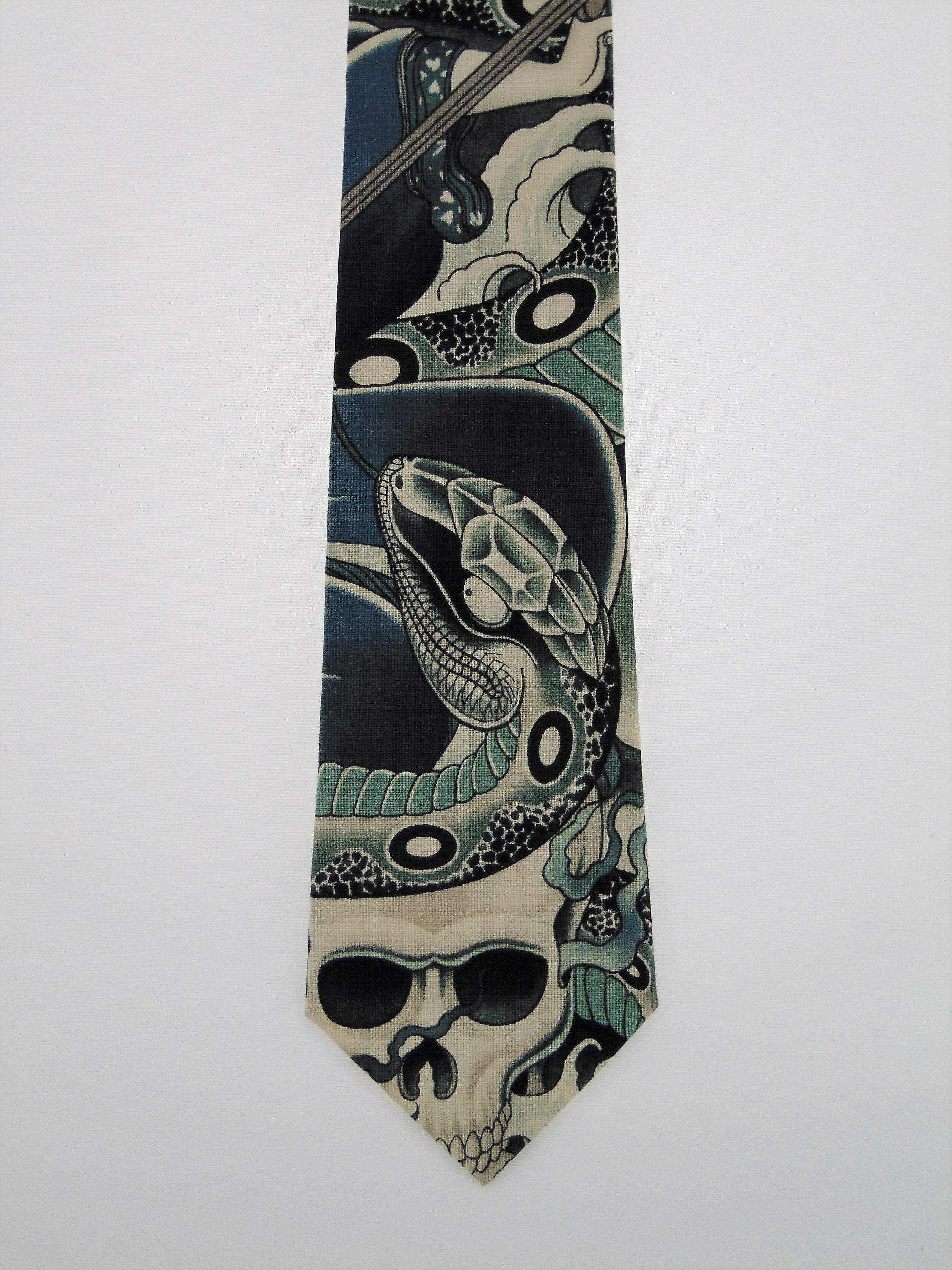 Skulls and Snake Ties Mens Necktie with Snakes and Skulls