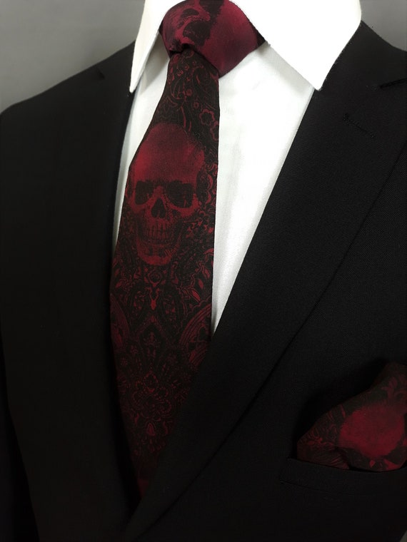 Wine Red Gothic Skull Tie Skulls | Etsy