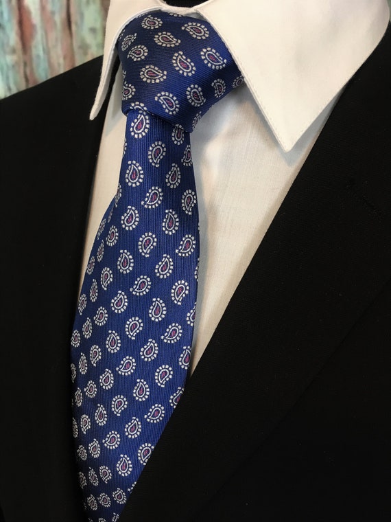 Navy Paisley Knitted Silk Tie – Drakes US