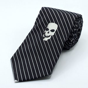 Stripe Skull Necktie – Mens Skull Tie with Stripes
