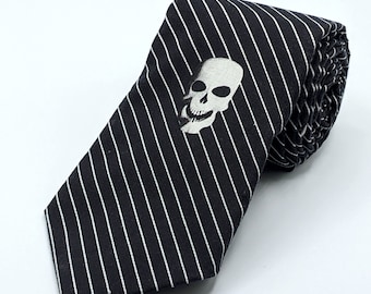 Stripe Skull Necktie – Mens Skull Tie with Stripes