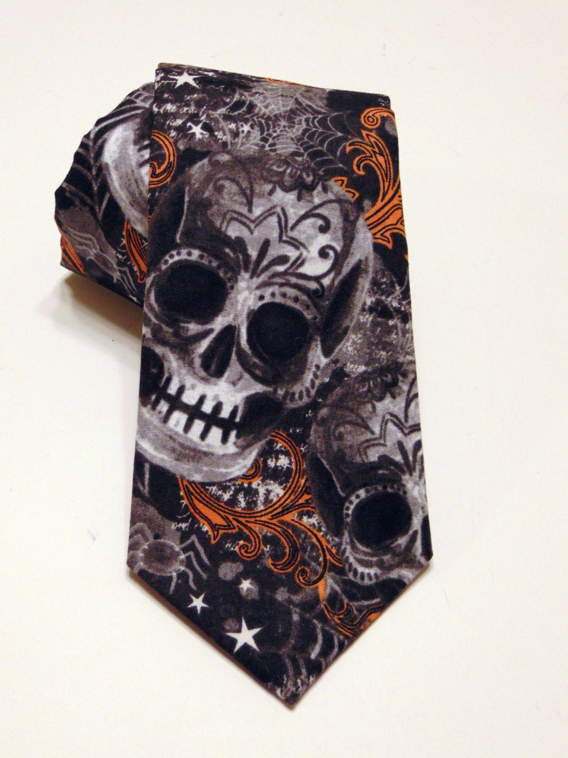 Halloween Necktie, Halloween Tie, Skull Necktie, Skull Tie, Black