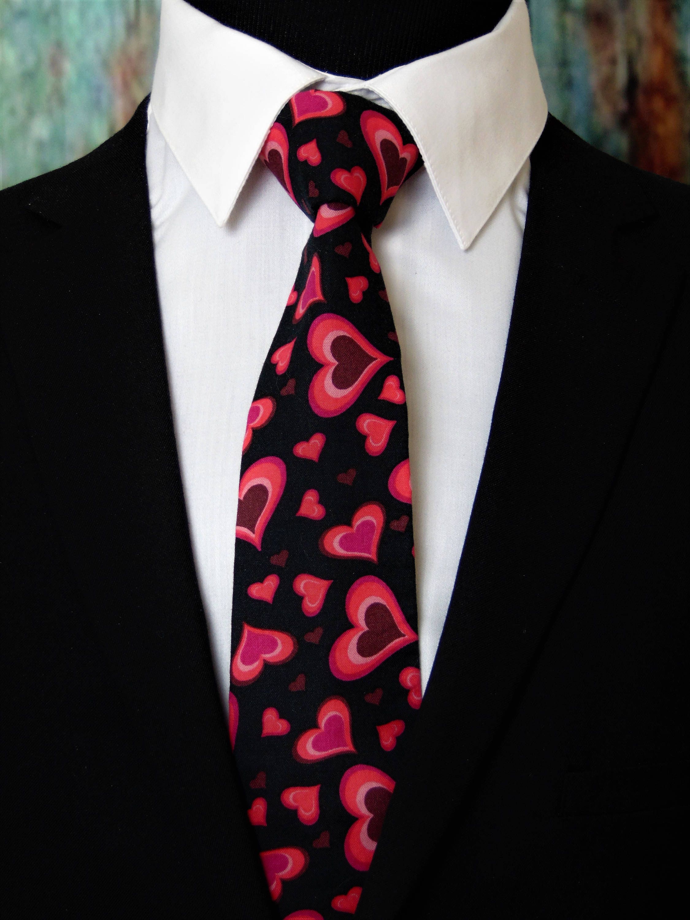 Valentines Day Necktie Mens Valentines Hearts Tie, Also Available as