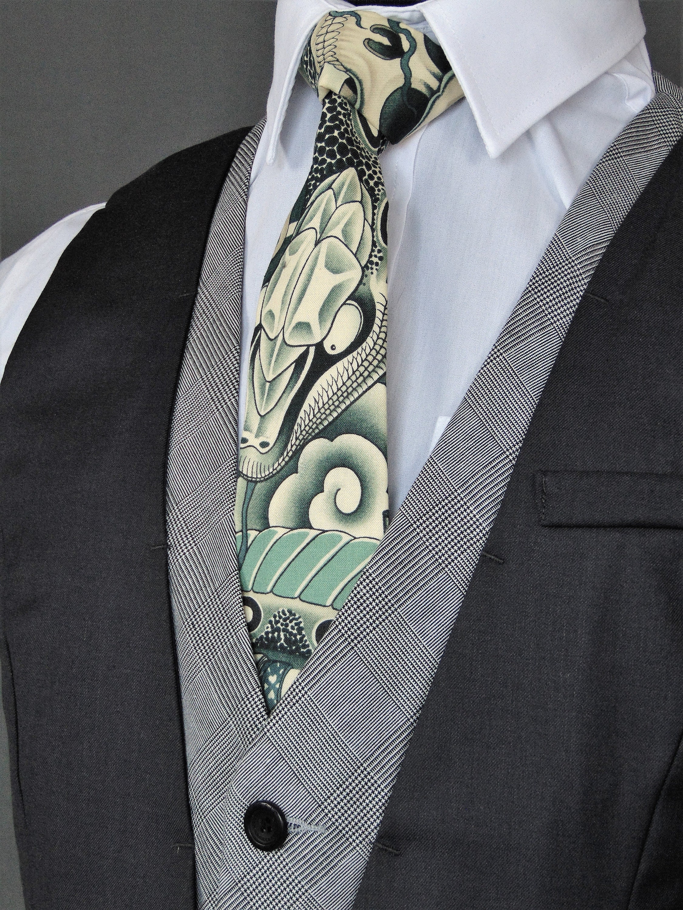 Skulls and Snake Ties Mens Necktie with Snakes and Skulls