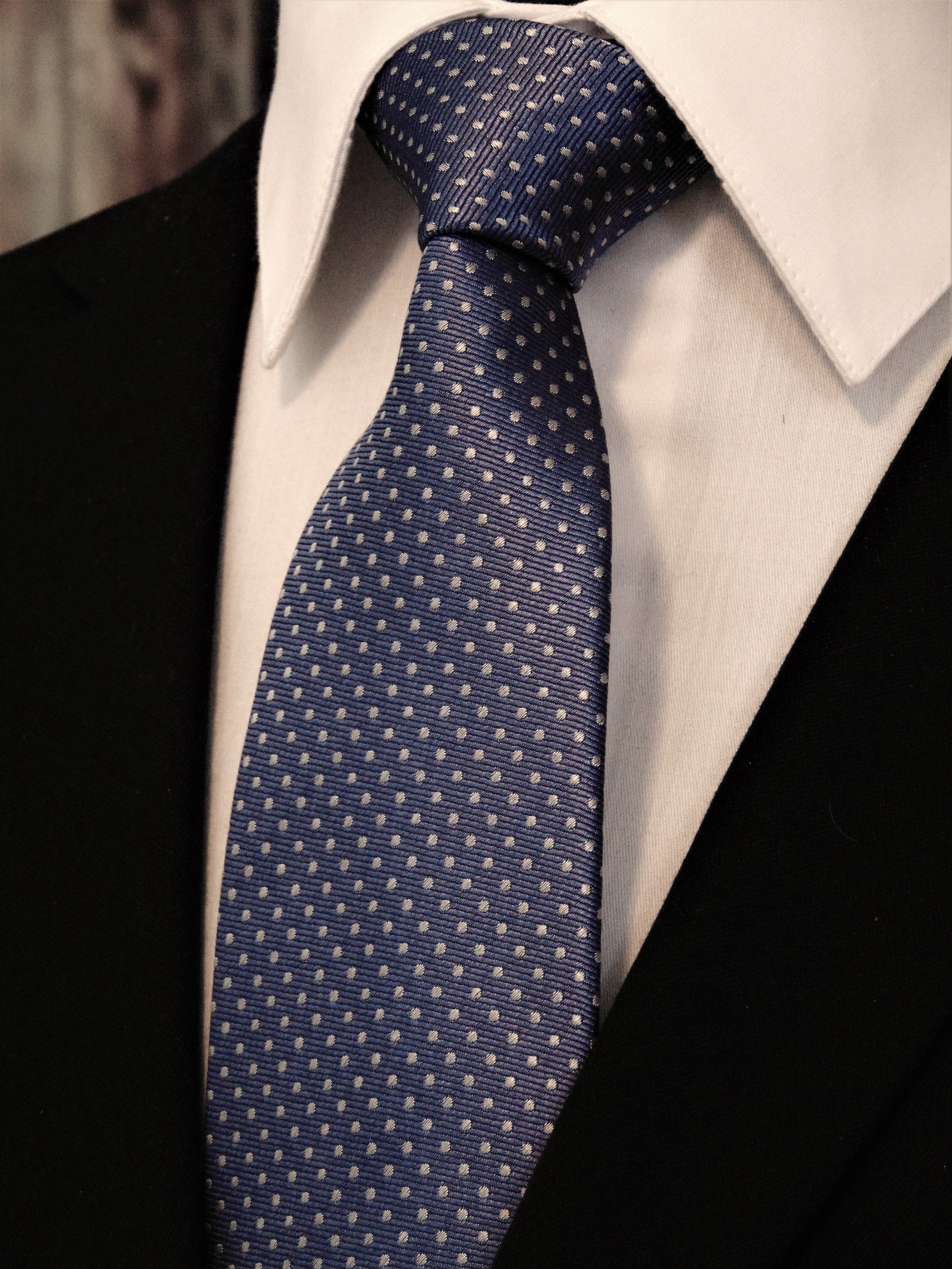 Blue Polka Dot Tie – Mens Dusty Blue Polka Dot Necktie