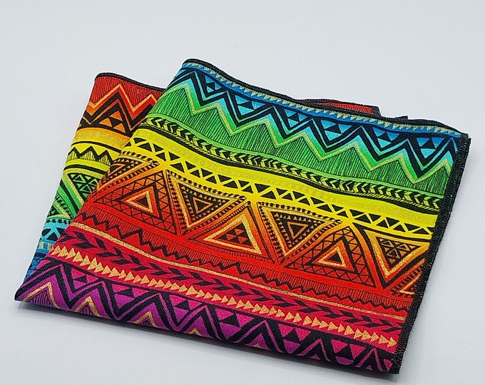 Colorful Geometric Pocket Square - Handmade 100% Cotton Pocket Square. Necktie not Included!