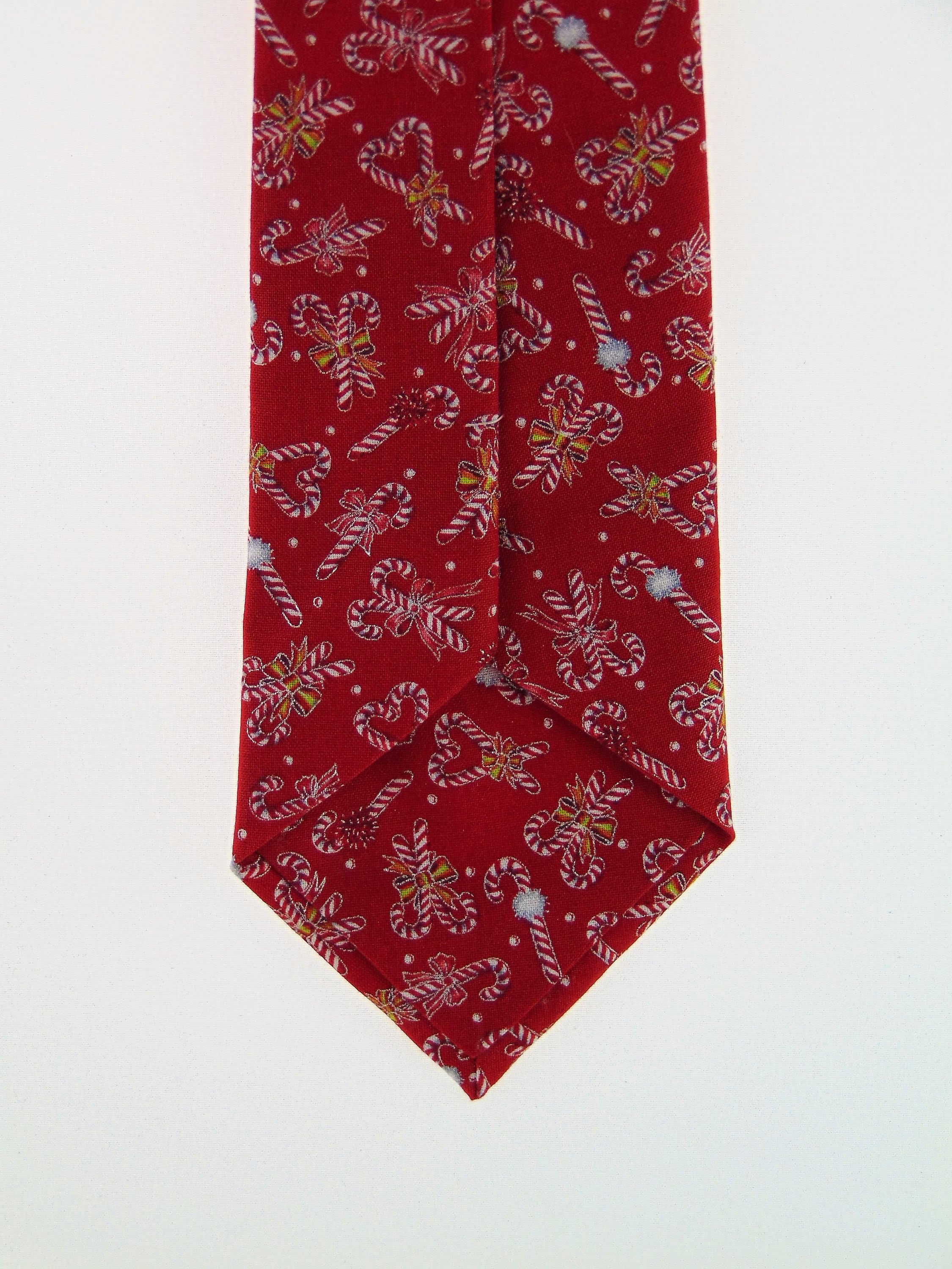 Red Tie Mens or Boys Christmas Candy Cane Neck Tie alos Available as