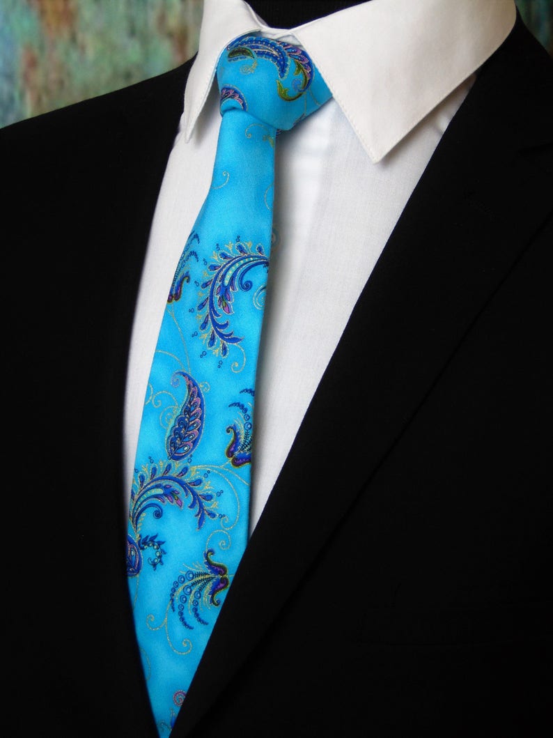 steel blue floral tie
