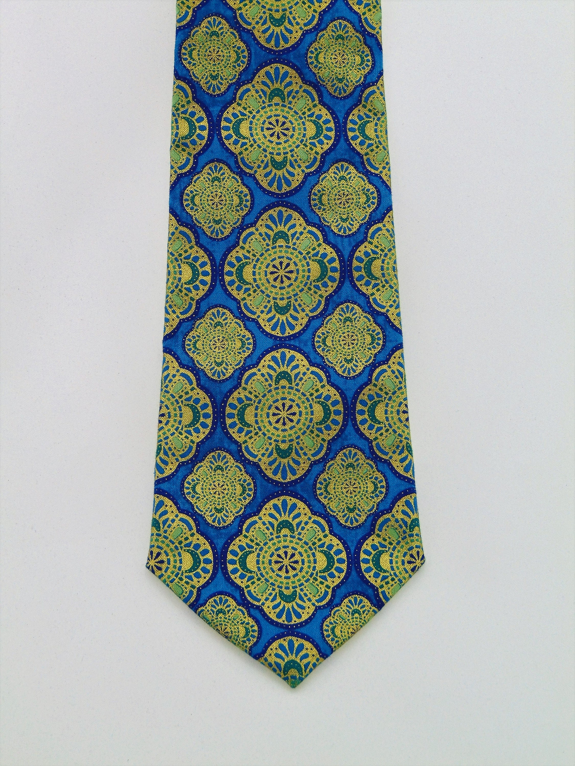 Weddings Neckties – Mens Blue and Gold Wedding Tie. Also Available as a ...