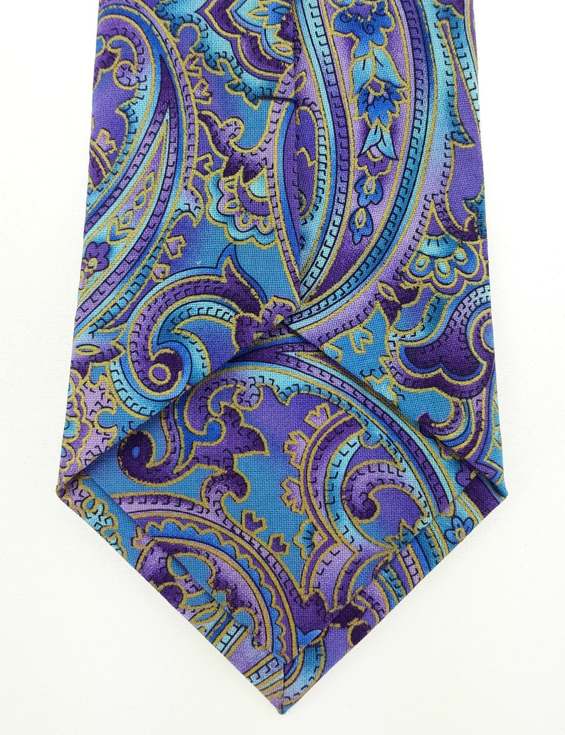 Paisley Neck Tie Cotton Purple Paisley Tie With Floral - Etsy